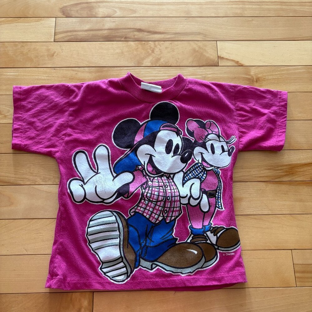 Vintage Disney Club Mickey Toddler Girls T-shirt size 4 Pink Graphic Tee